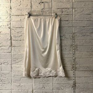 Vintage Lily of France Ivory Half Slip Skirt Lace Hem Large Nylon